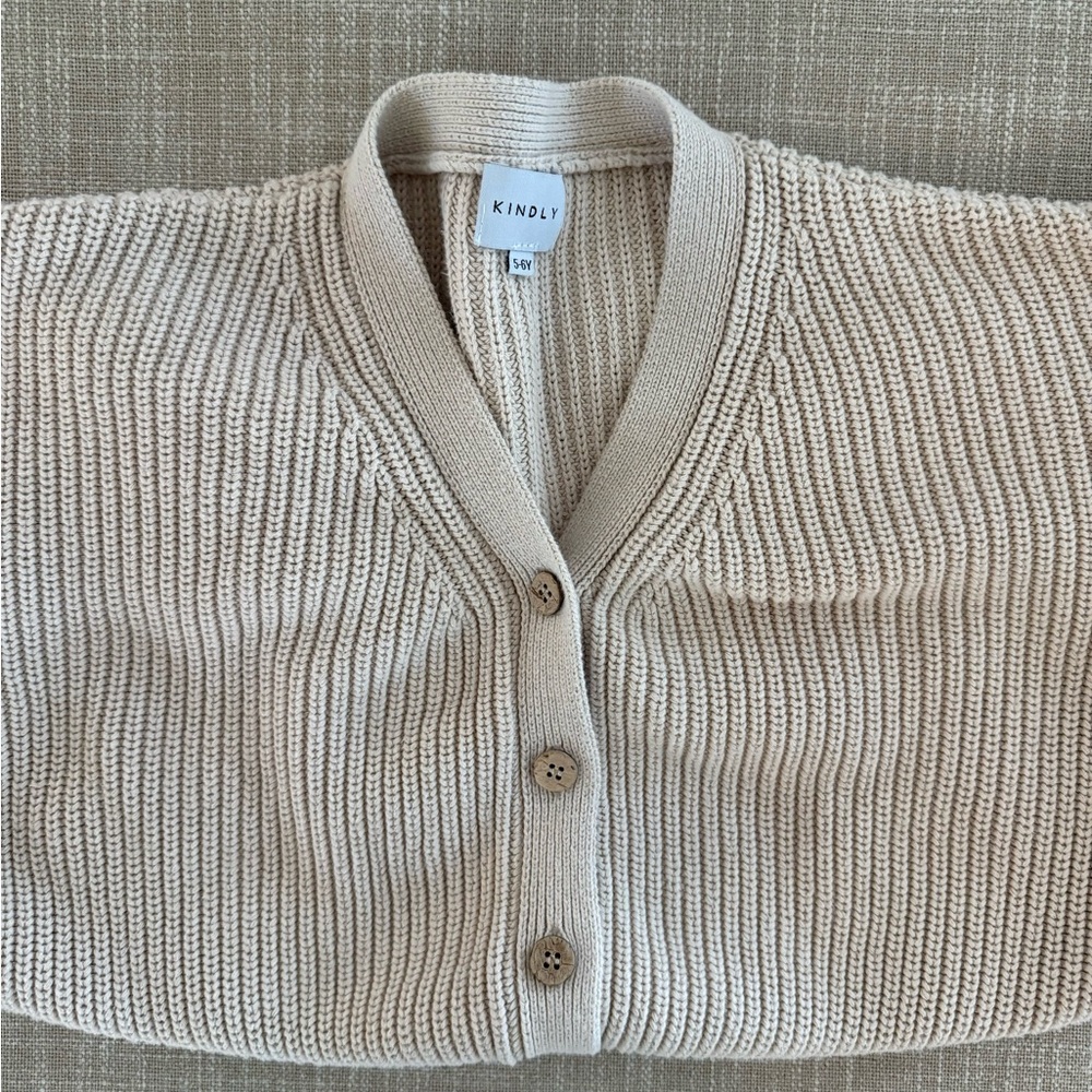 Kids Cream Cardigan Sweater